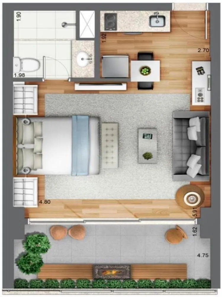 Apartamento, 1 quarto, 43 m² - Foto 1