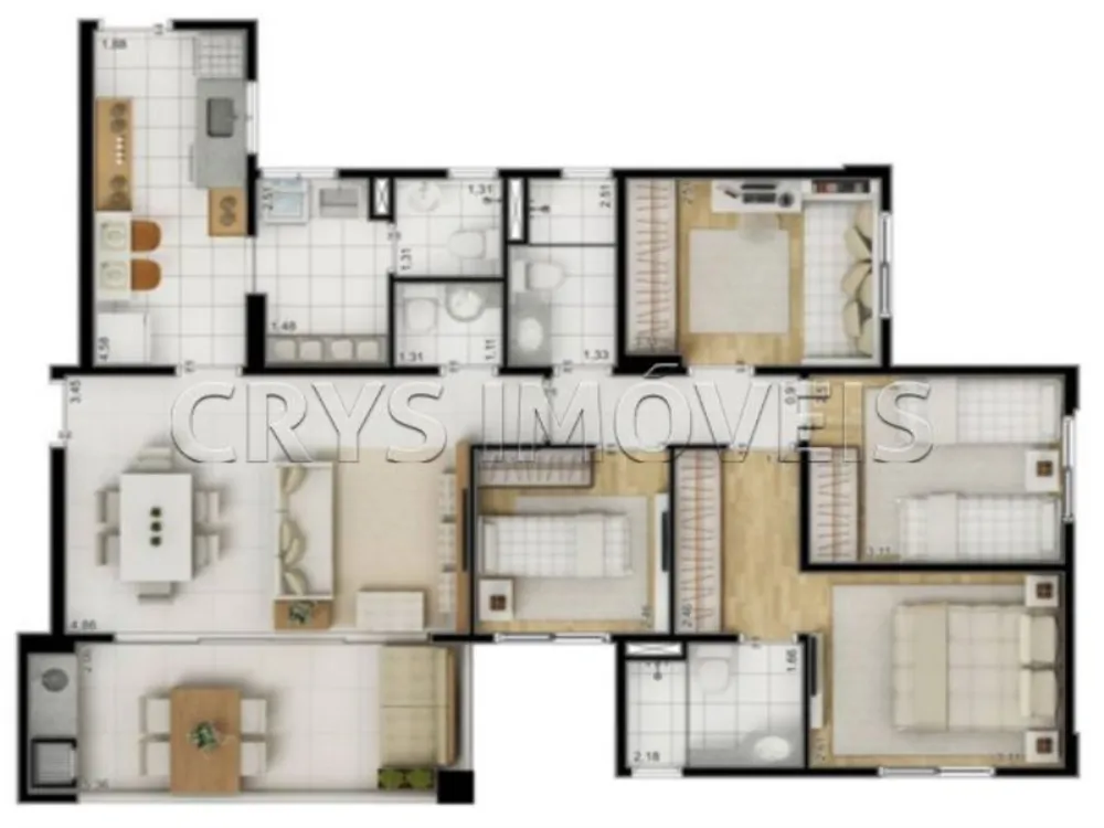 Apartamento, 3 quartos, 100 m² - Foto 2