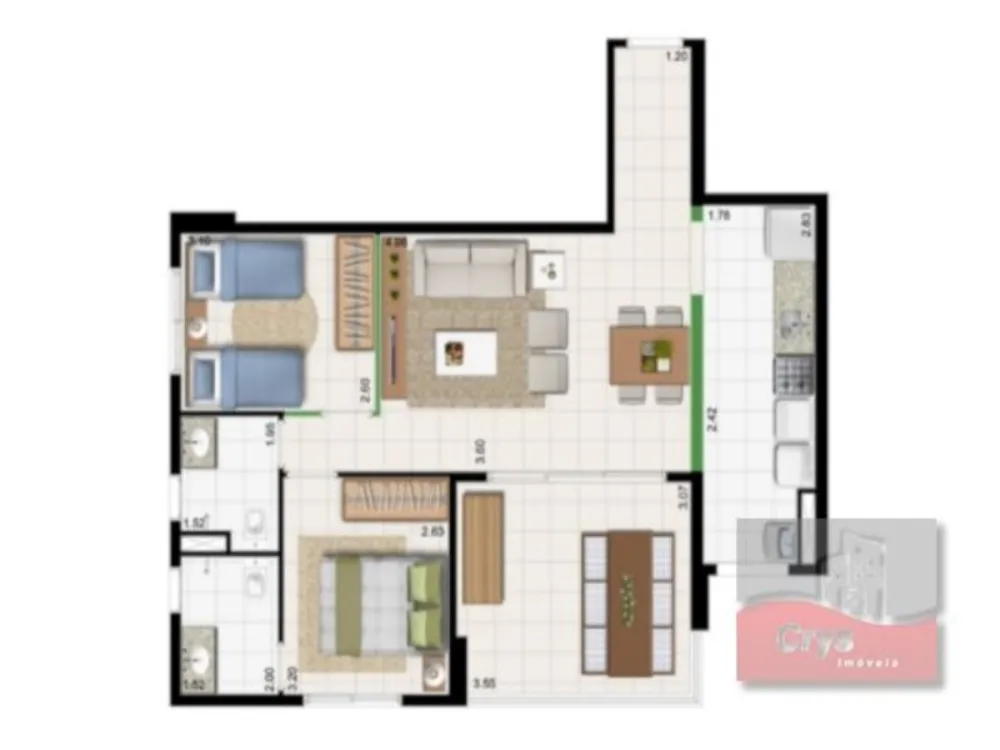Apartamento, 1 quarto, 52 m² - Foto 7