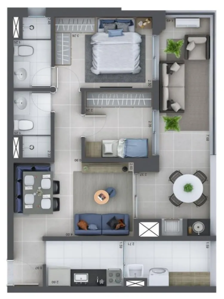 Apartamento, 2 quartos, 49 m² - Foto 3