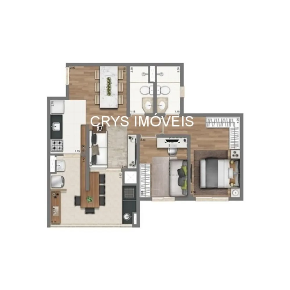 Apartamento, 2 quartos, 63 m² - Foto 3