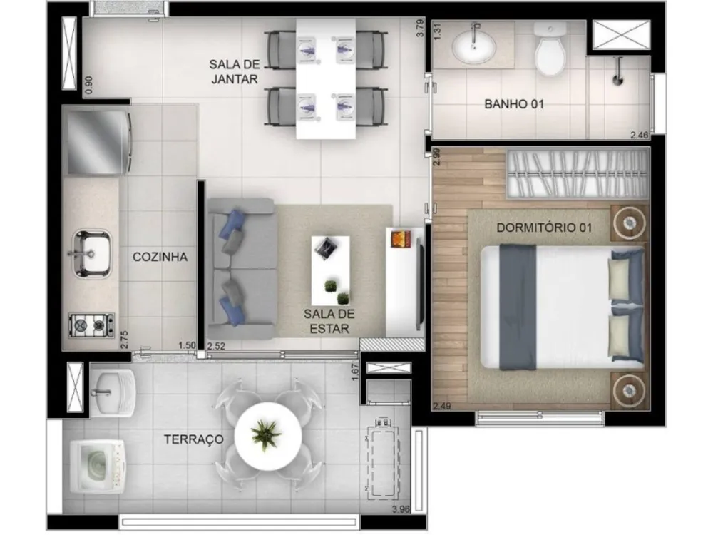 Apartamento, 2 quartos, 39 m² - Foto 3