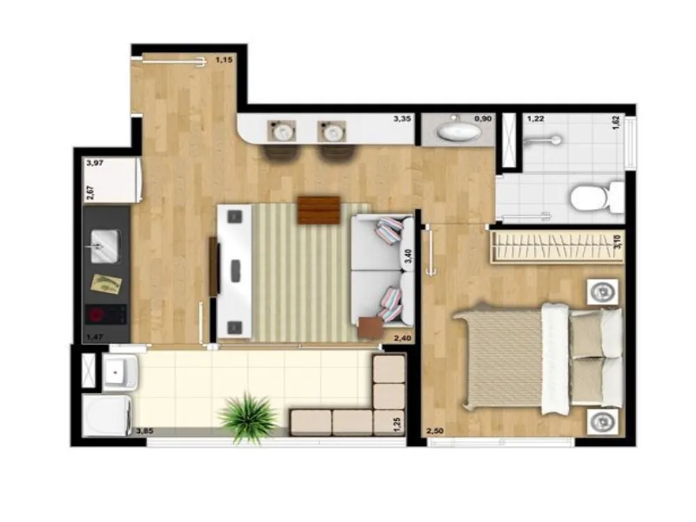 Apartamento, 1 quarto, 35 m² - Foto 2
