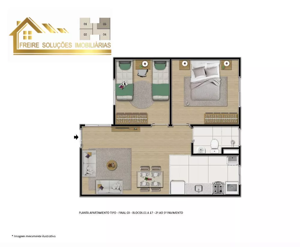 Apartamento, 2 quartos, 43 m² - Foto 1