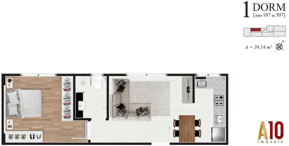 Apartamento, 1 quarto, 39 m² - Foto 9