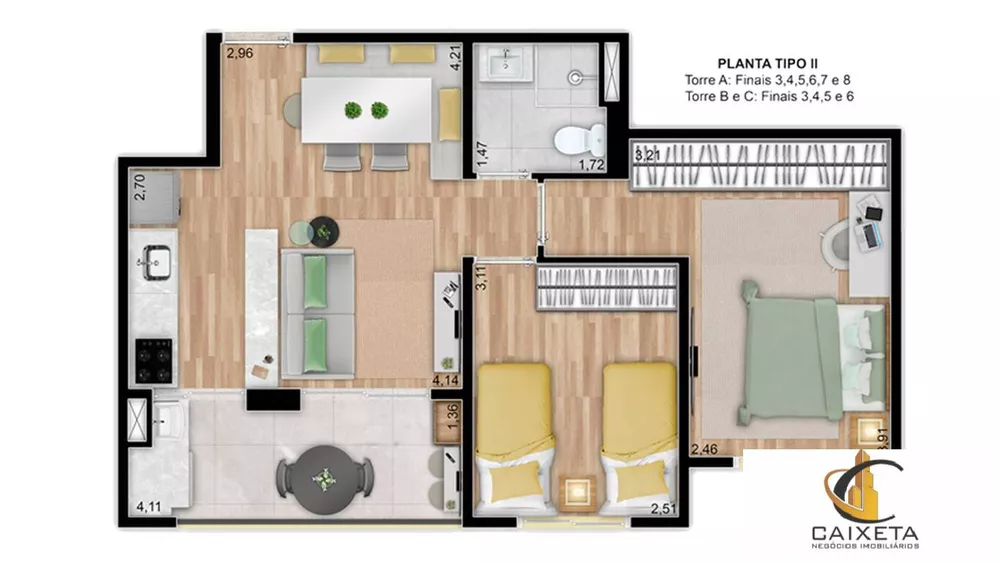 Apartamento à venda com 2 quartos, 53m² - Foto 2