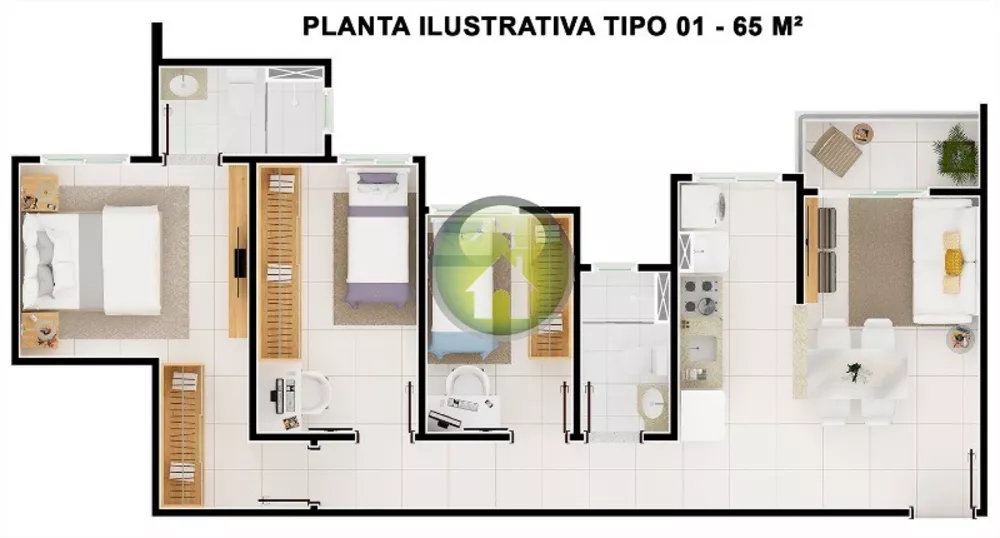 Apartamento para alugar com 3 quartos, 70m² - Foto 1