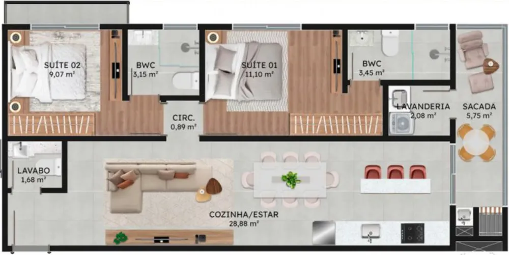Apartamento, 2 quartos, 77 m² - Foto 5