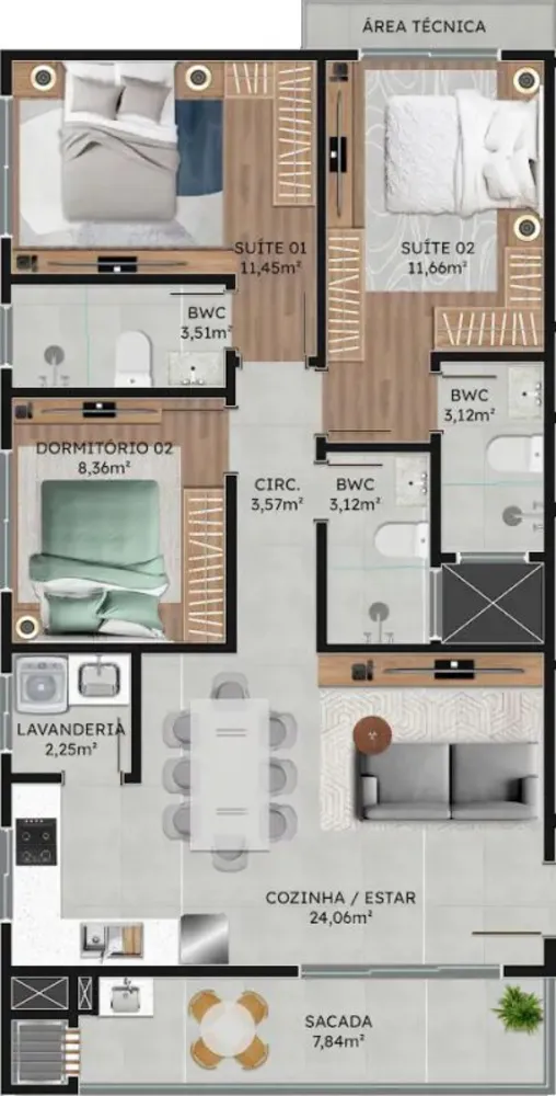 Apartamento, 2 quartos, 77 m² - Foto 6