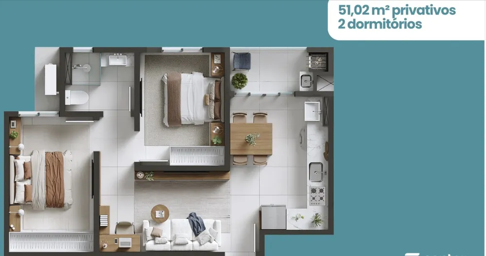 Apartamento, 2 quartos, 51 m² - Foto 3