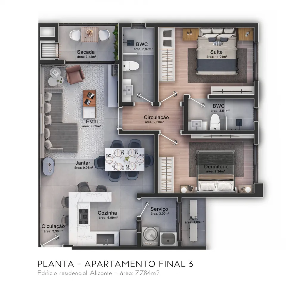 Apartamento, 2 quartos, 77 m² - Foto 6