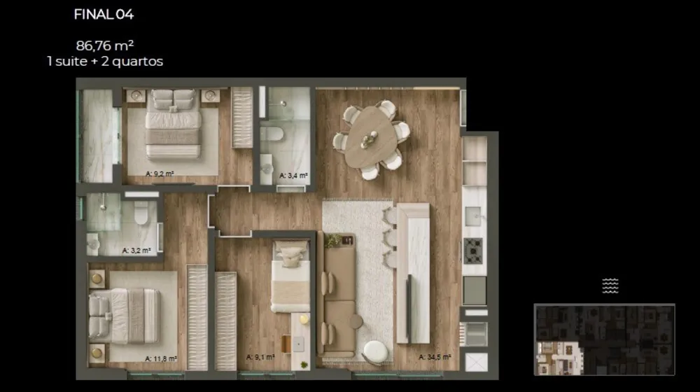 Apartamento, 3 quartos, 97 m² - Foto 7