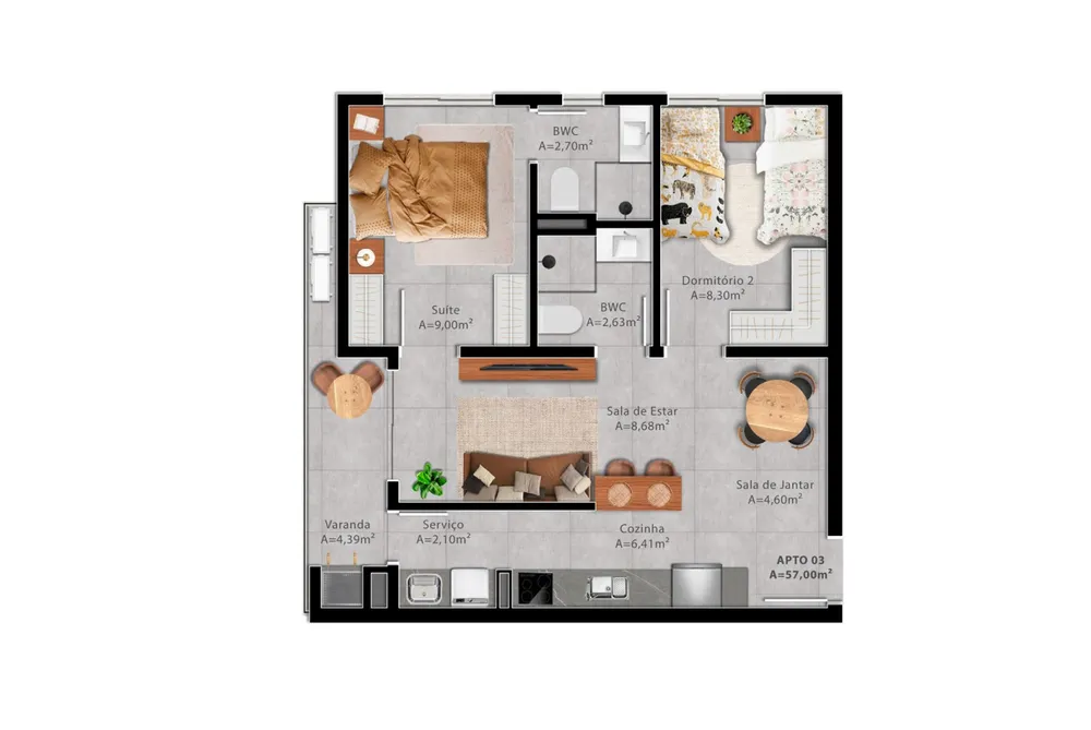 Apartamento, 2 quartos, 57 m² - Foto 12