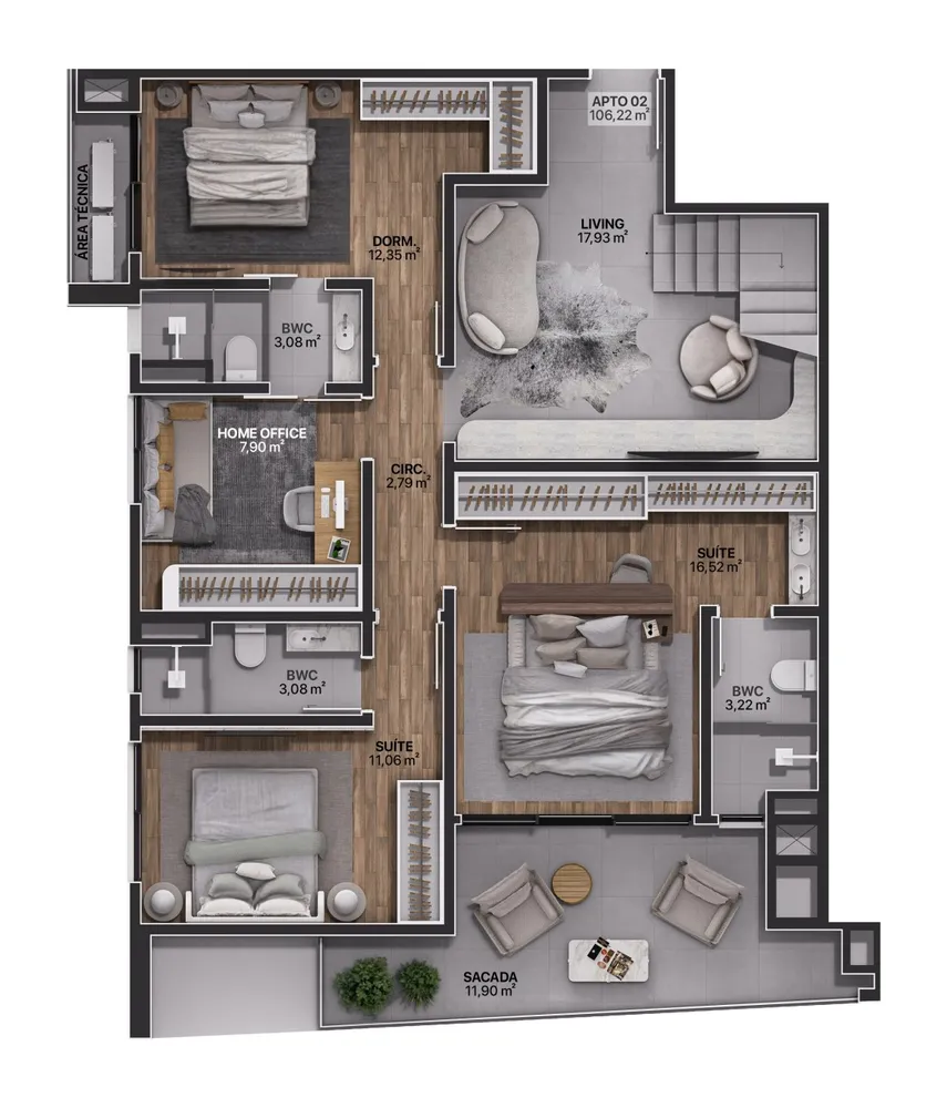Apartamento, 2 quartos, 63 m² - Foto 6