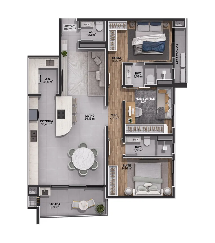 Apartamento, 2 quartos, 63 m² - Foto 4