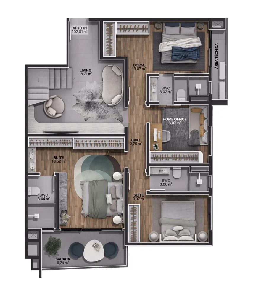 Apartamento, 2 quartos, 63 m² - Foto 5