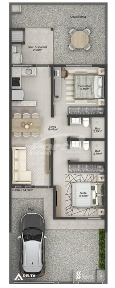 Casa, 2 quartos, 55 m² - Foto 3
