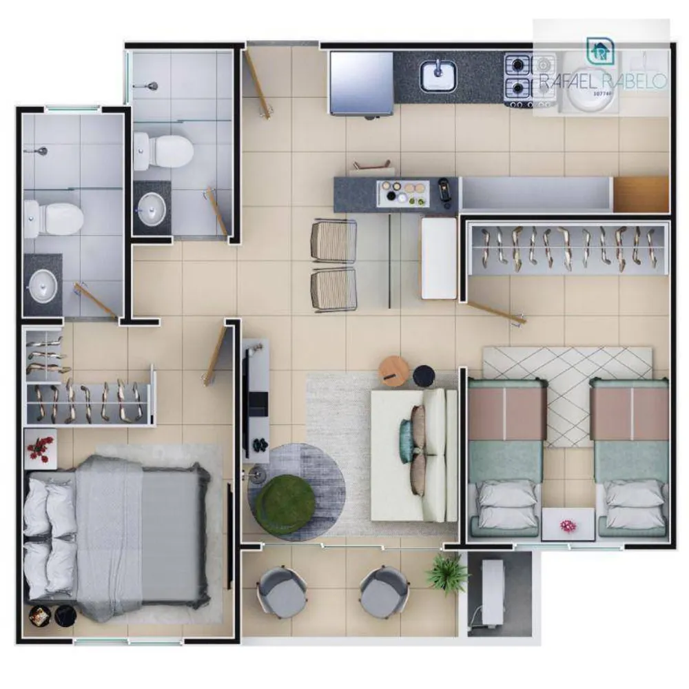 Apartamento, 3 quartos, 58 m² - Foto 6