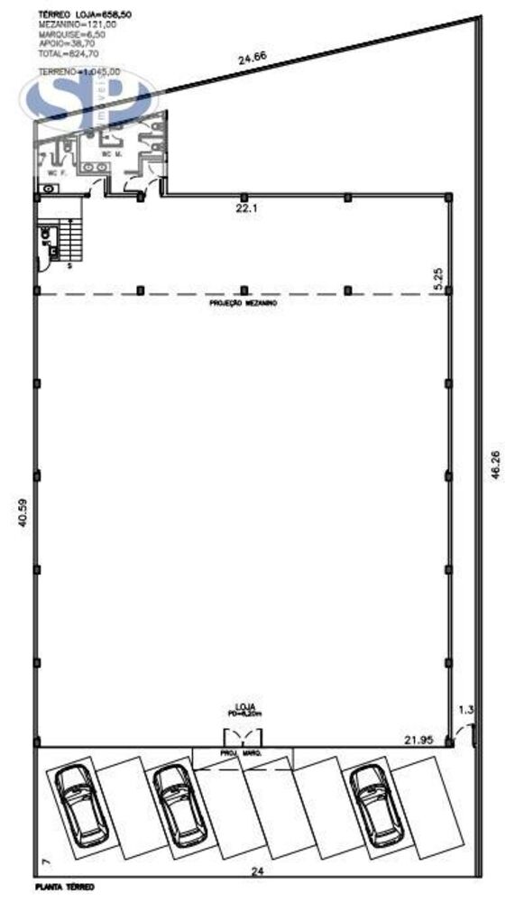 Depósito-Galpão, 825 m² - Foto 1