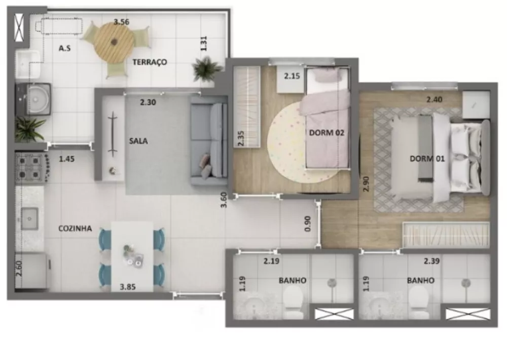 Apartamento, 2 quartos, 48 m² - Foto 9