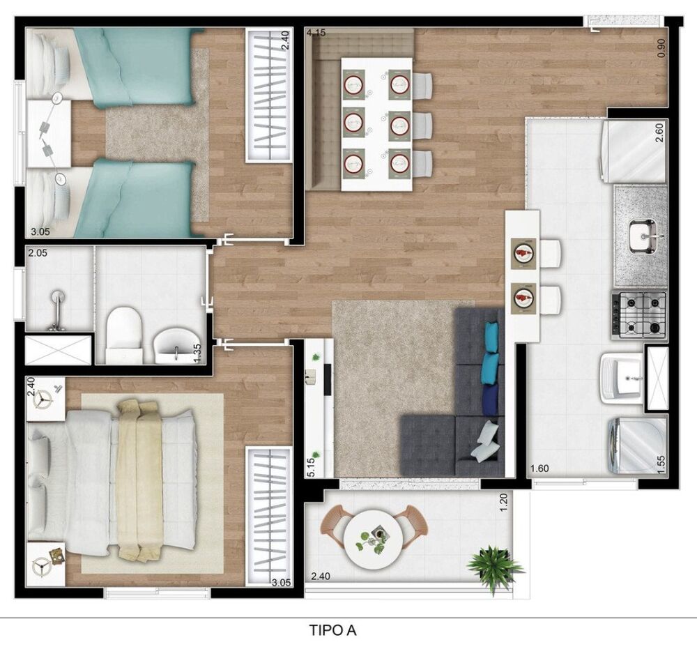 Apartamento, 2 quartos, 48 m² - Foto 3