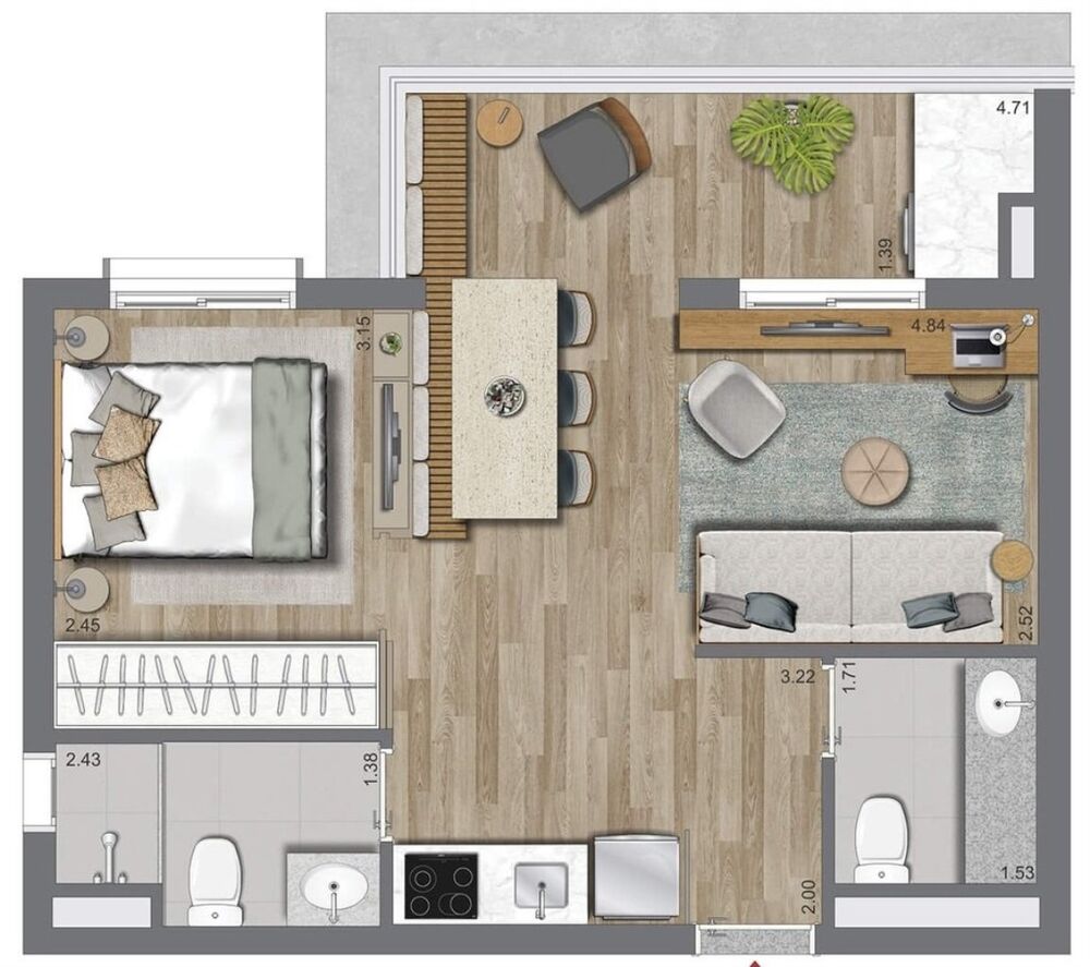 Apartamento, 2 quartos, 46 m² - Foto 3
