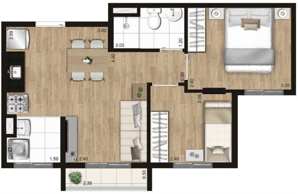 Apartamento, 2 quartos, 42 m² - Foto 1