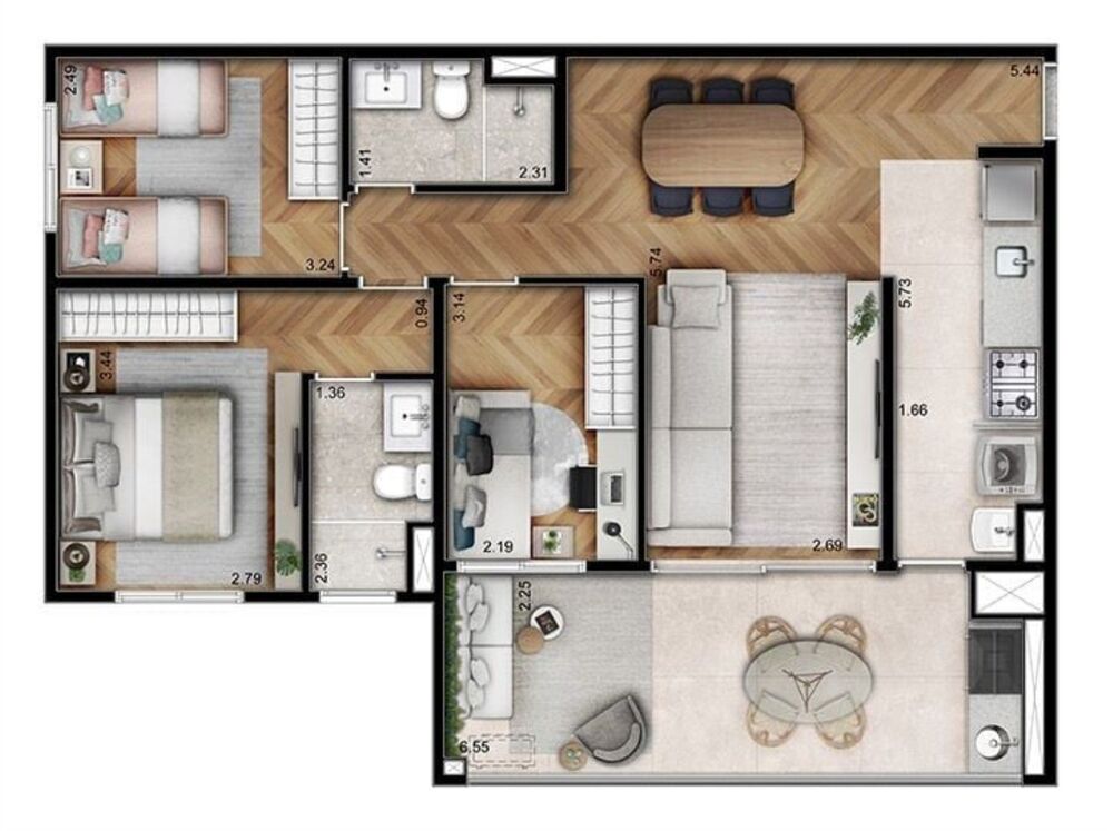 Apartamento, 2 quartos, 67 m² - Foto 2