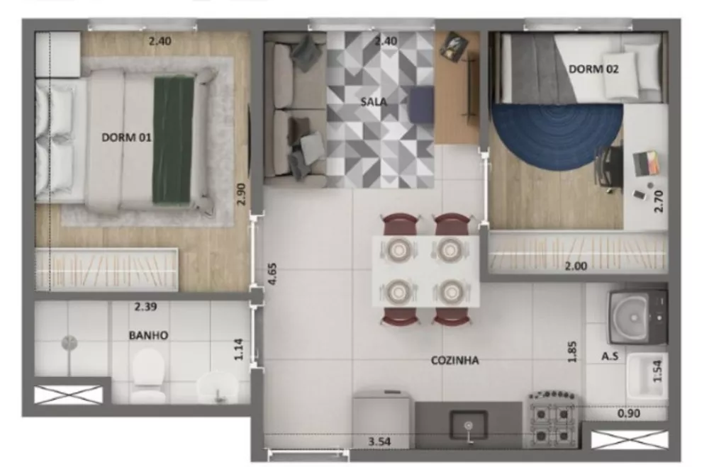 Apartamento, 2 quartos, 34 m² - Foto 3