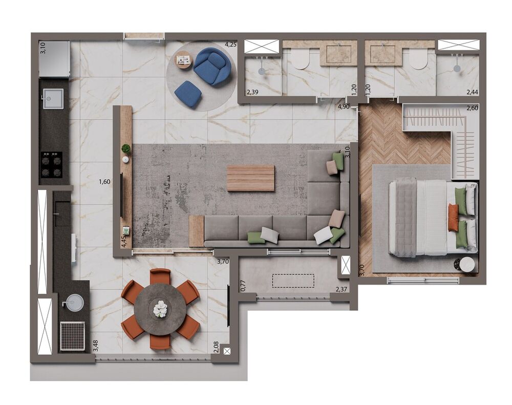 Apartamento, 2 quartos, 74 m² - Foto 2