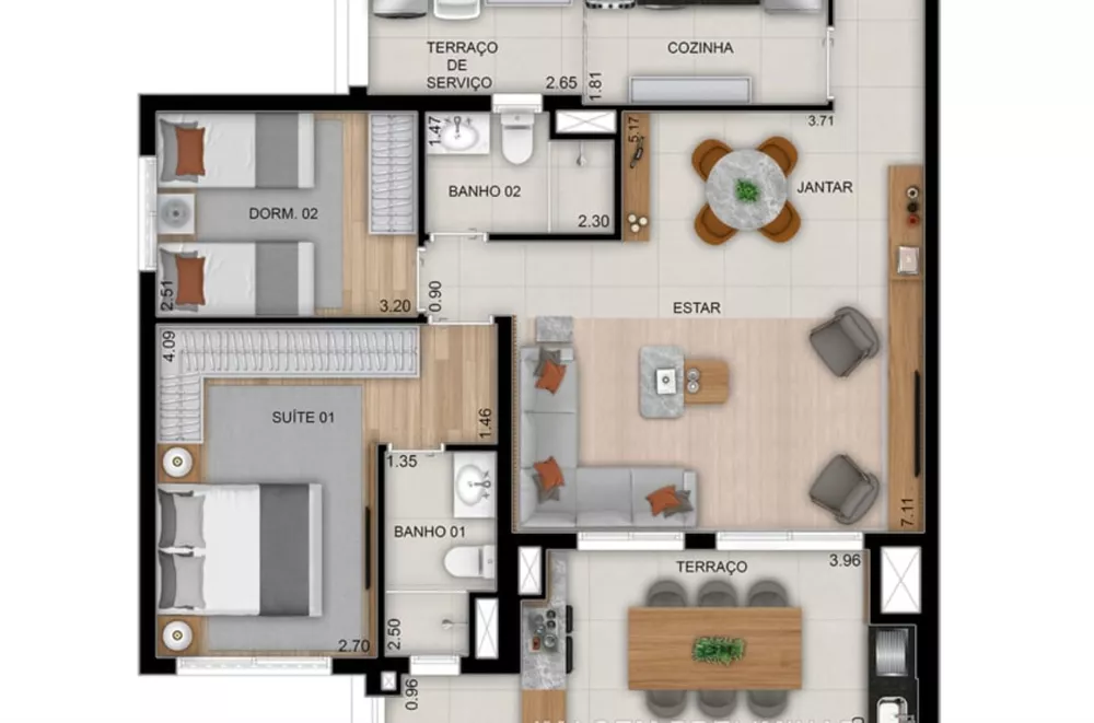 Apartamento, 2 quartos, 70 m² - Foto 1