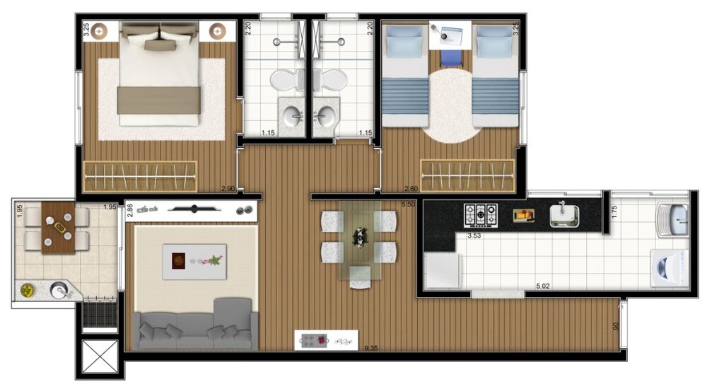 Apartamento, 2 quartos, 63 m² - Foto 2