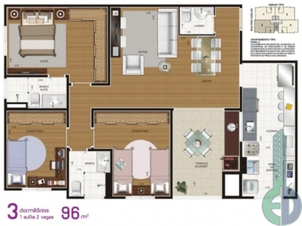 Apartamento, 3 quartos, 96 m² - Foto 4