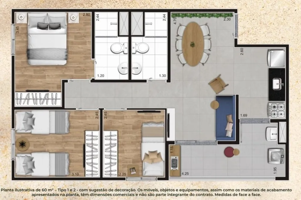 Apartamento, 3 quartos, 60 m² - Foto 12