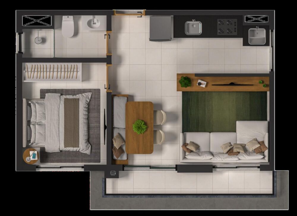 Apartamento, 2 quartos, 34 m² - Foto 2