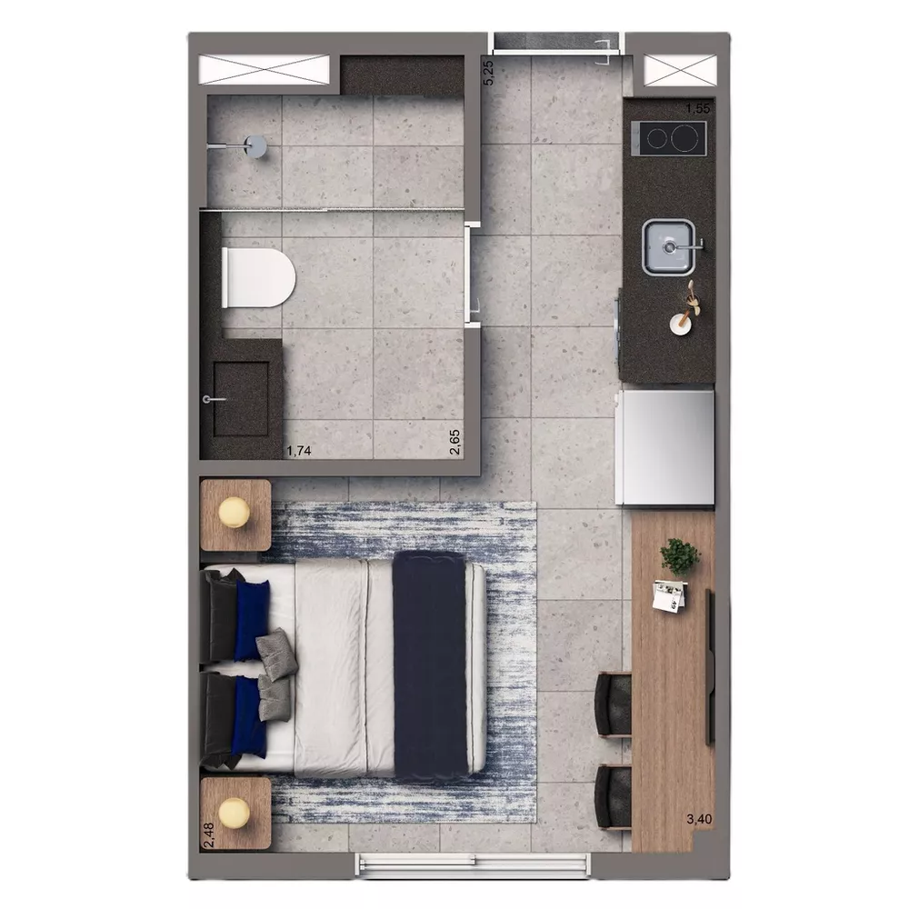 Apartamento, 1 quarto, 19 m² - Foto 1