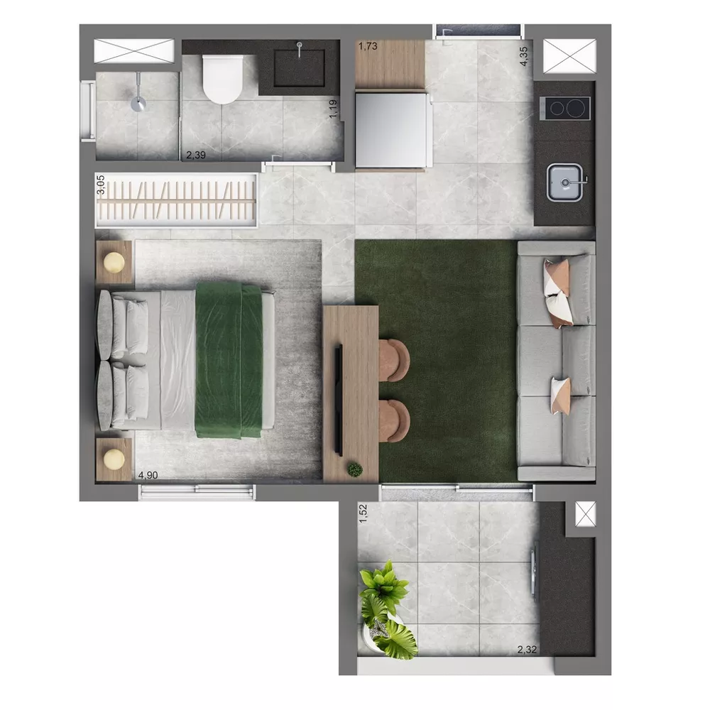 Apartamento, 1 quarto, 19 m² - Foto 7