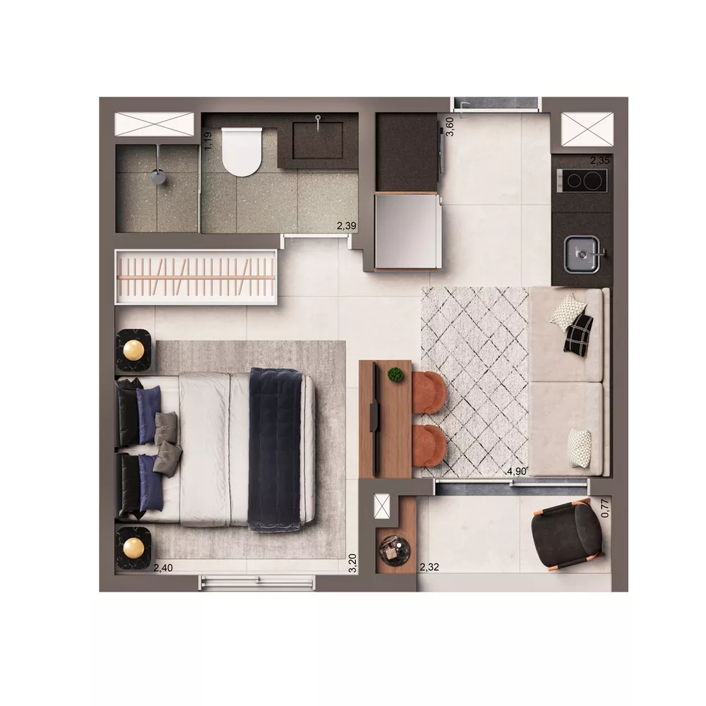 Apartamento, 1 quarto, 19 m² - Foto 2