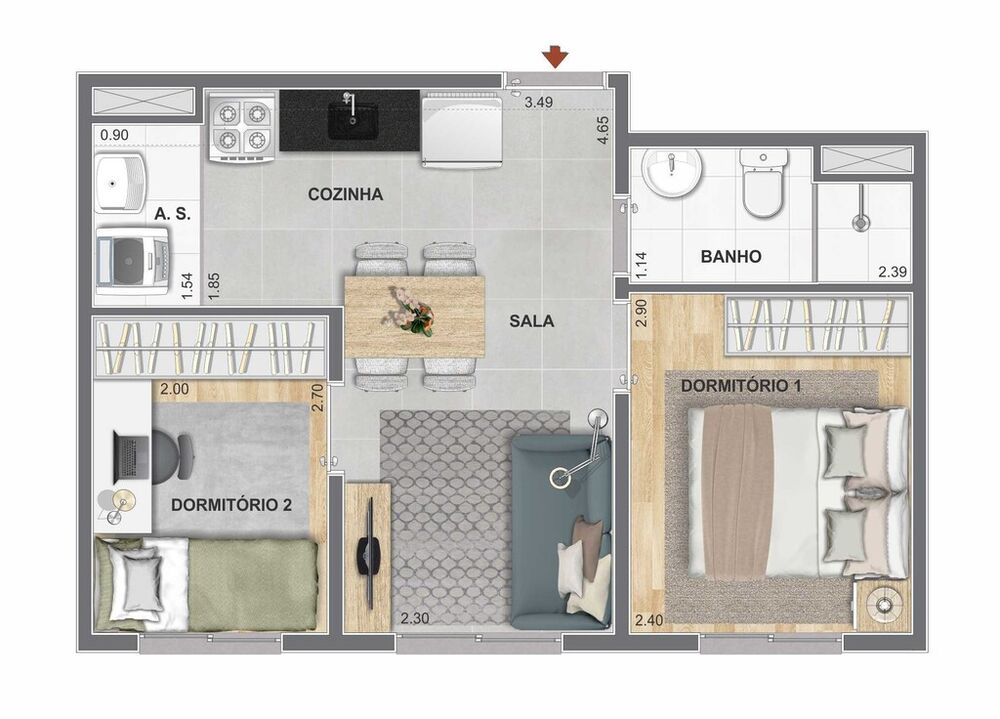 Apartamento, 2 quartos, 34 m² - Foto 7