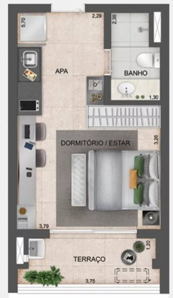 Apartamento, 1 quarto, 50 m² - Foto 3