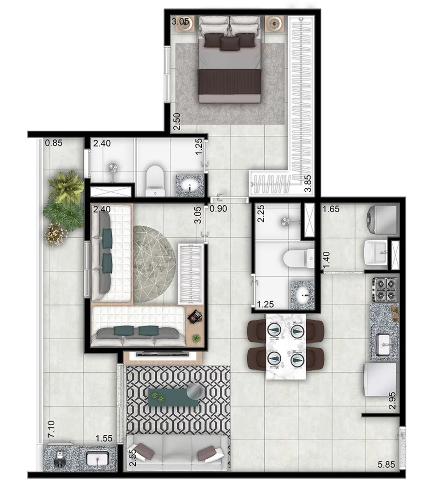 Apartamento, 2 quartos, 57 m² - Foto 2