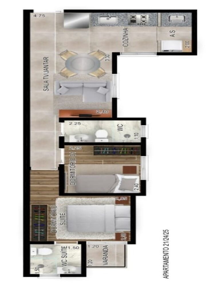 Apartamento, 2 quartos, 45 m² - Foto 2