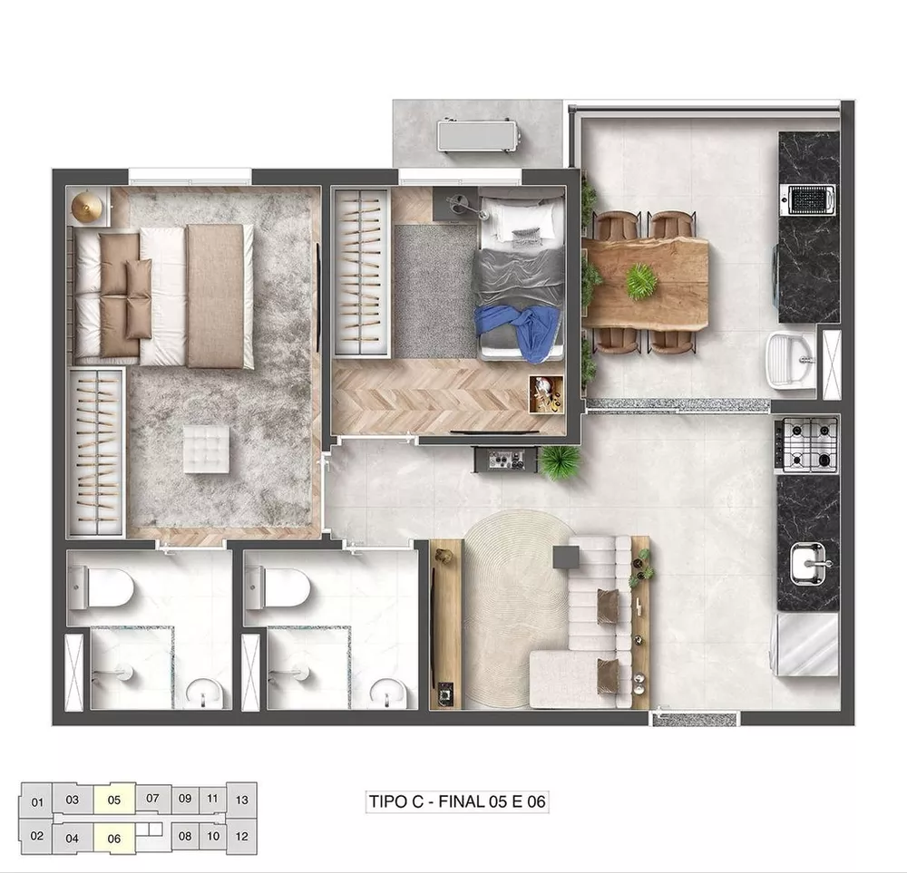 Apartamento, 2 quartos, 42 m² - Foto 9