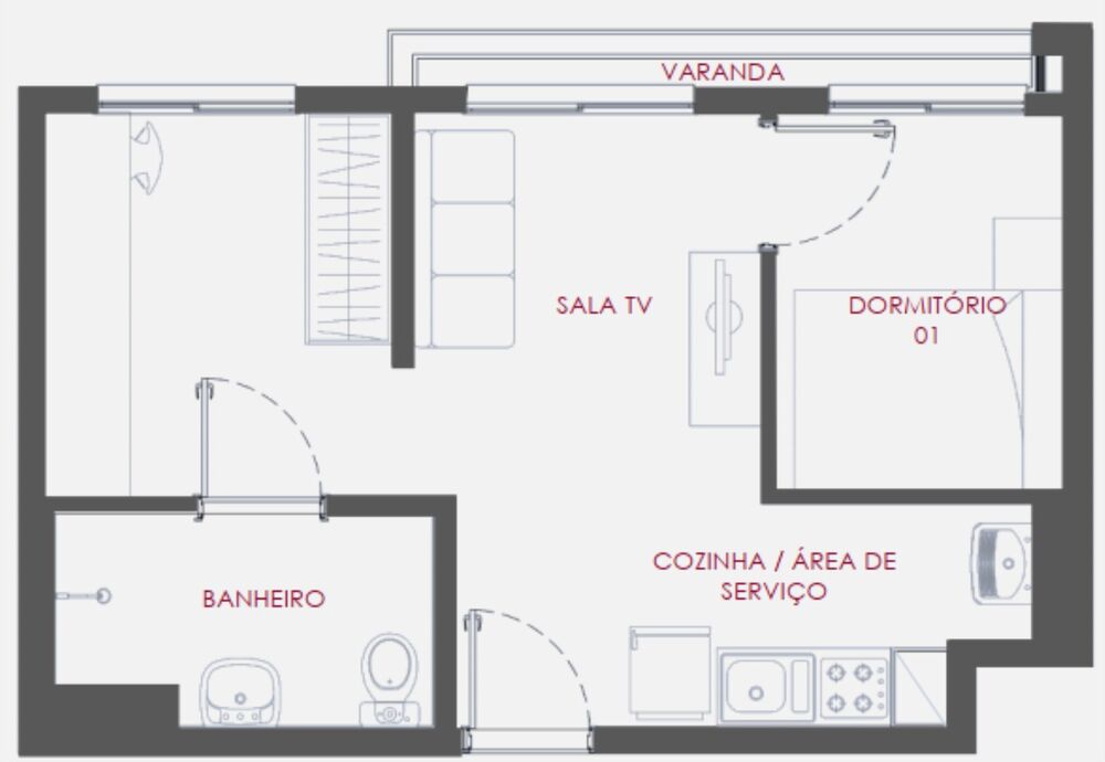 Apartamento, 1 quarto, 34 m² - Foto 2