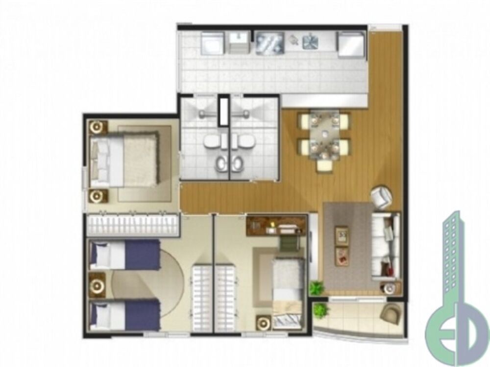 Apartamento à venda com 3 quartos, 65m² - Foto 2