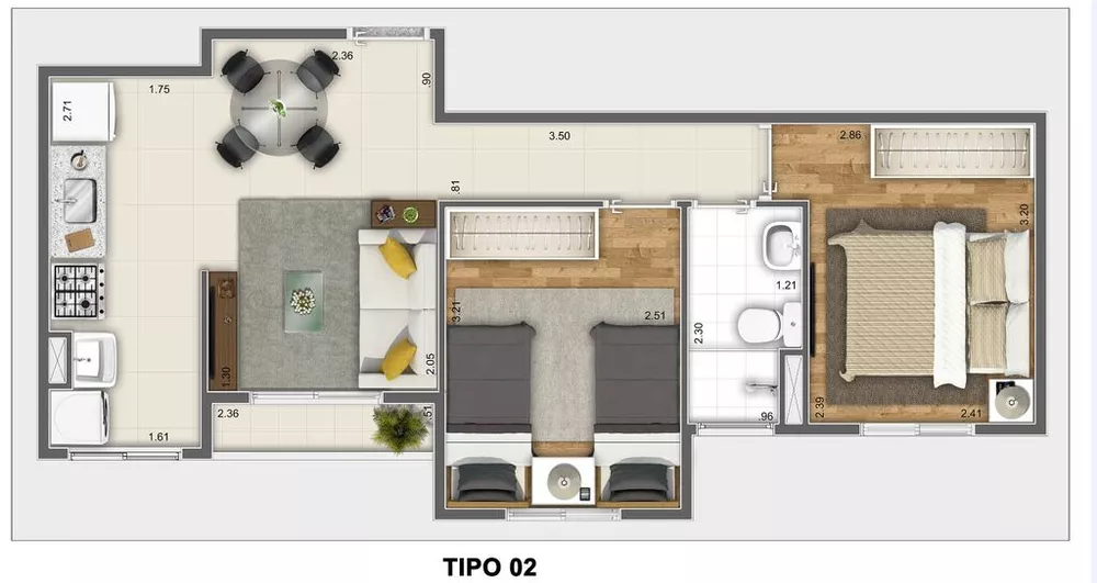Apartamento, 2 quartos, 43 m² - Foto 14
