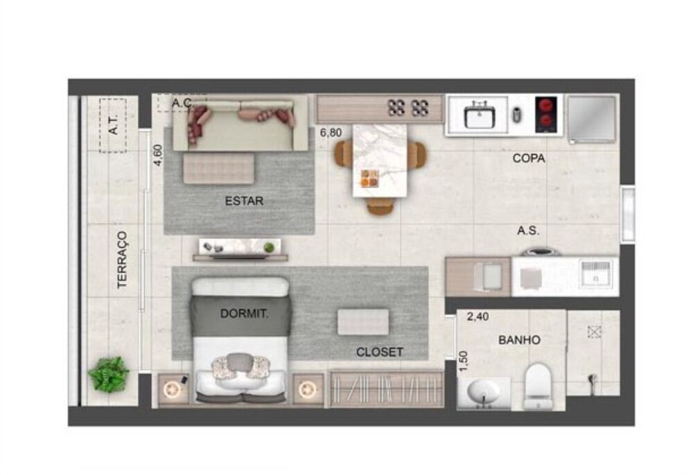 Apartamento, 1 quarto, 36 m² - Foto 6