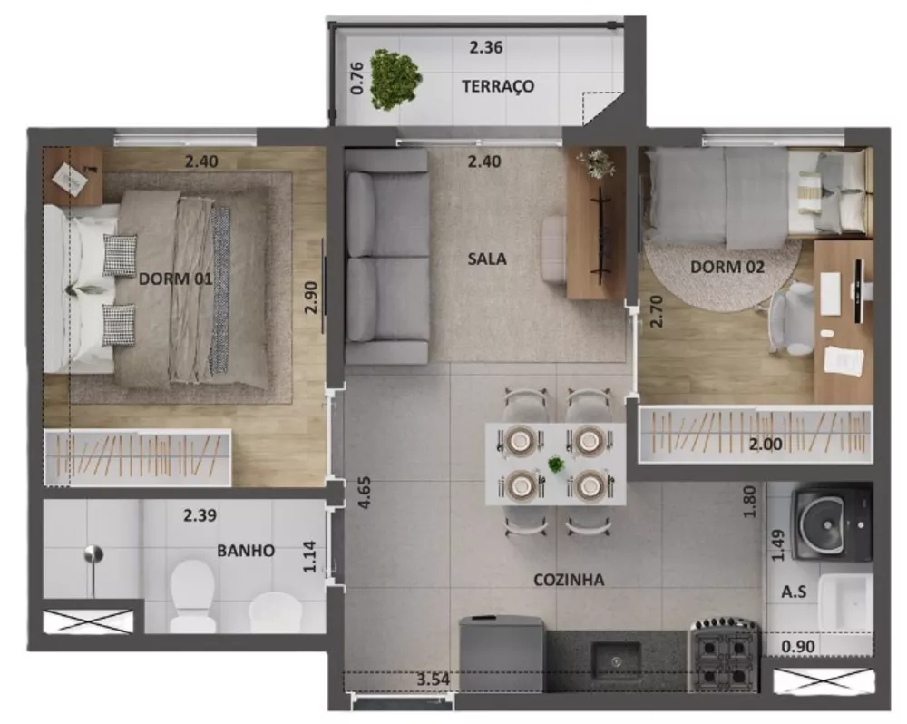 Apartamento, 2 quartos, 37 m² - Foto 9