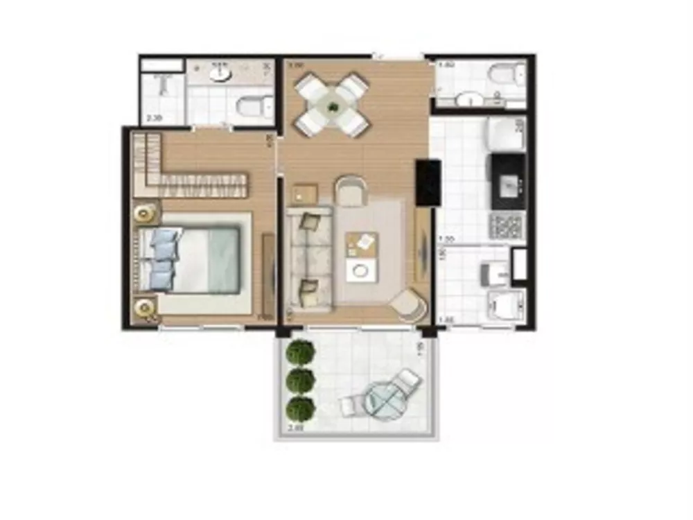 Apartamento à venda com 1 quarto, 61m² - Foto 7