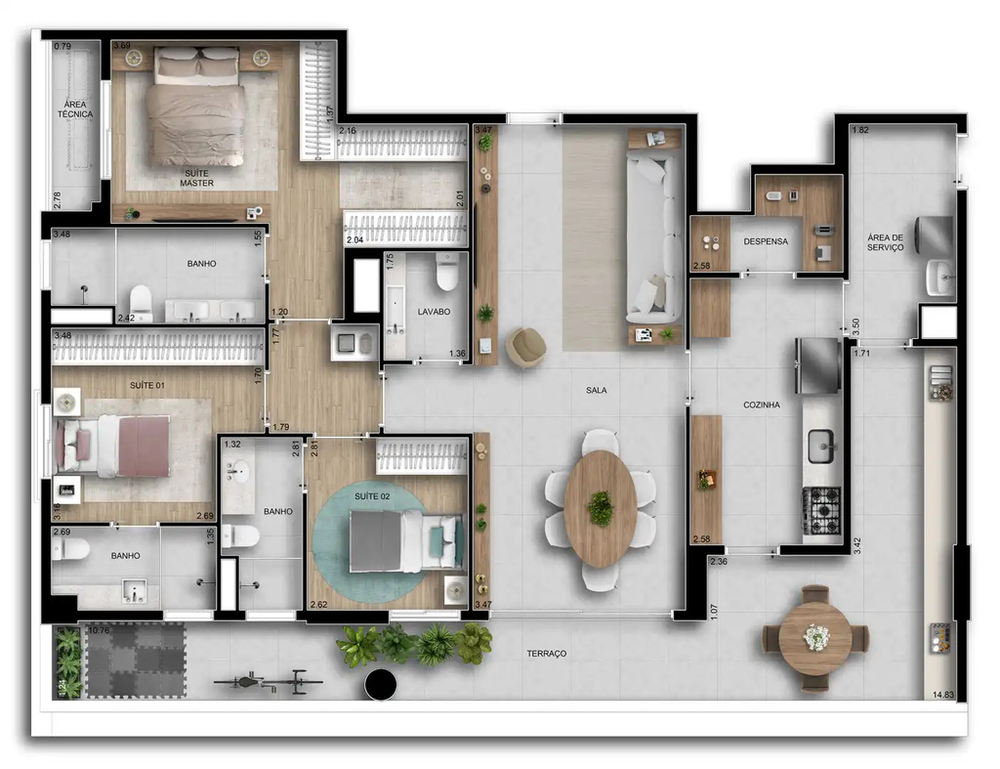 Apartamento à venda com 3 quartos, 151m² - Foto 3